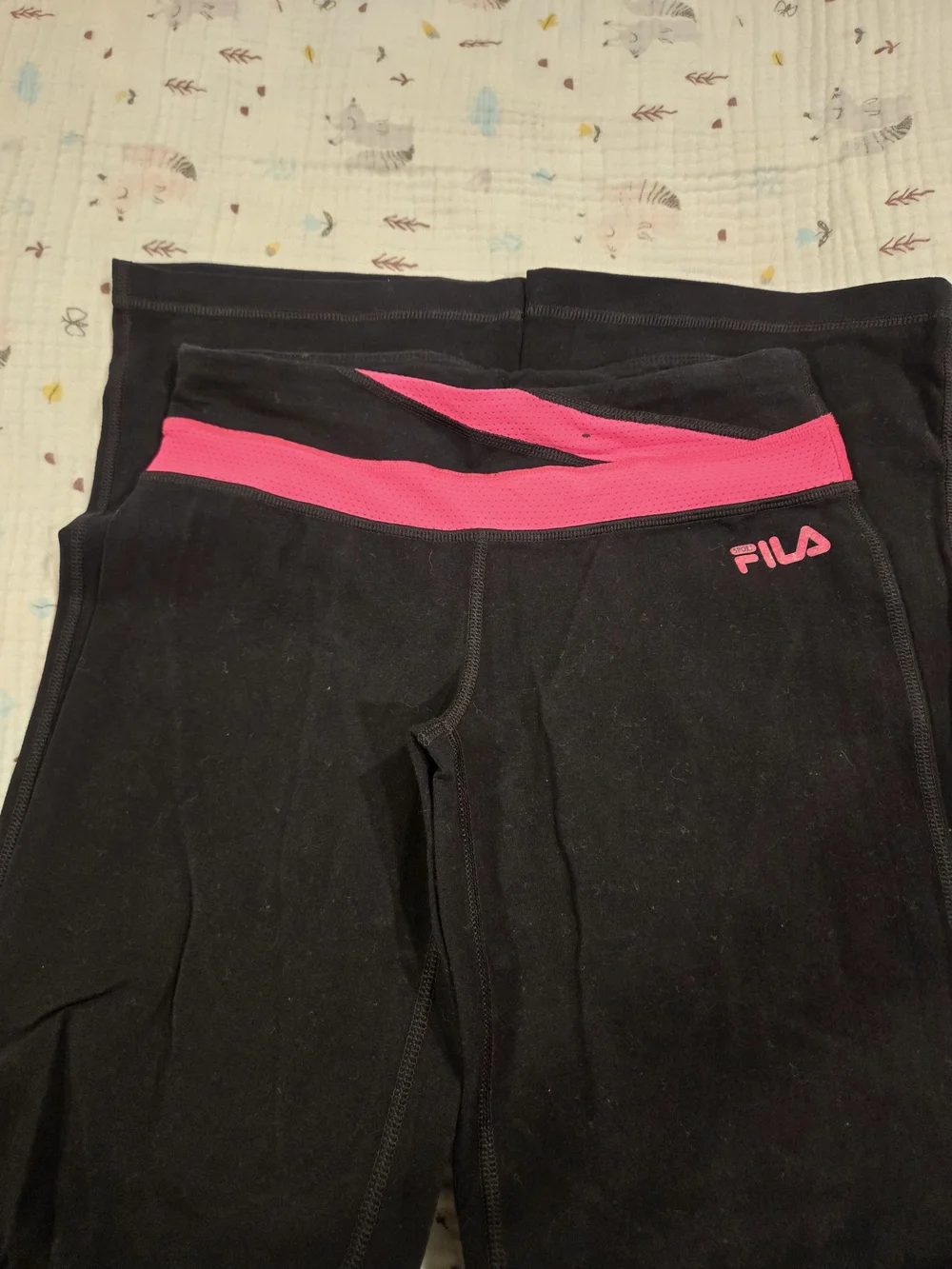 *FILA* Black Flare Leggings with Hot Pink Detail